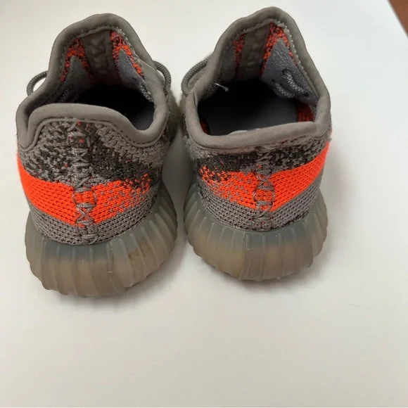 Adidas Yeezy Boost 350 V2 Sneakers/Gray with vibrant orange details Kids- Size 8 - Picture 4 of 11